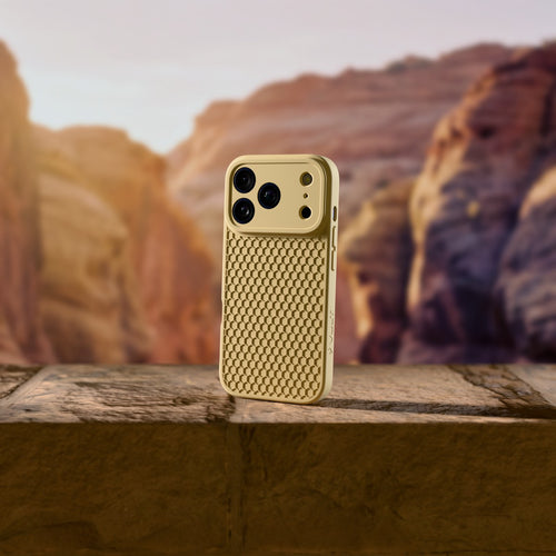 HexGrip iPhone 17 Pro case in Desert Tan