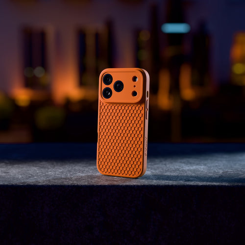 HexGrip iPhone 17 Pro case in Ignition Orange